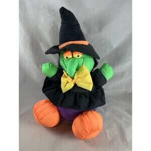 Snaggle Tooth Witch Stuffed Nylon Doll Halloween Decoration 14" MTY Vintage 90s